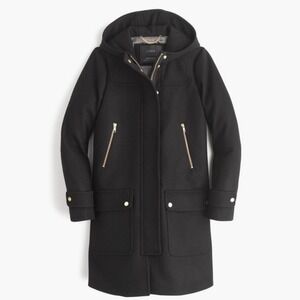 J. Crew Melton Wool Duffle Coat A8904 Women 8  Long Minimalist‎ ITALY Heather